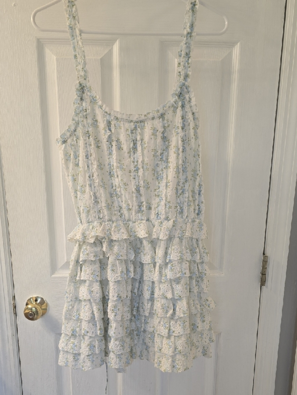 Altar'd State White Lace-Up Back Ruffle Mini Dress - Picture 9 of 9